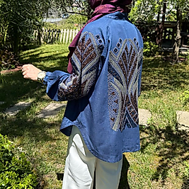 Pul işlemeli tensel kot kimono (mavi)