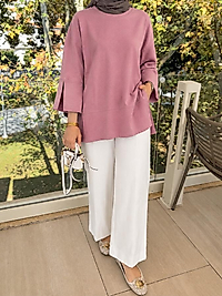 Yırtmaçlı sweat /pembe