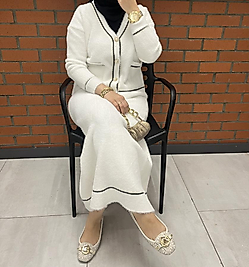 Angora triko etekli takım(ekru)