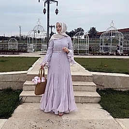 Tensel volanlı elbise/leylak