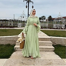 Tensel volanlı elbise/çağla