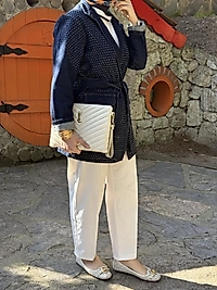 Taş serpmeli kot ceket/lacivert