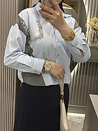 Taşlı twst gömlek/mavi