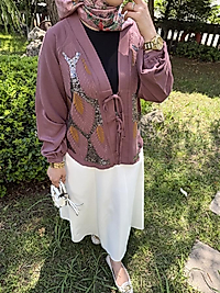 Keten pullu kimono /gülkurusu