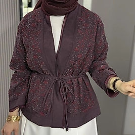 İpek tensel kimono/bordo