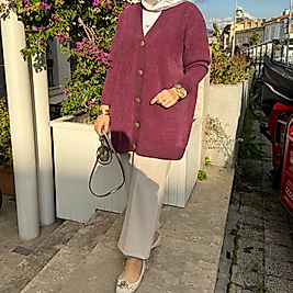 Spor angora hırka /mürdüm