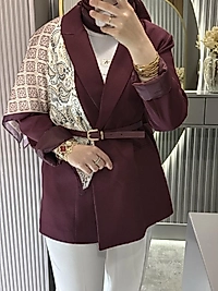 Eşarp detaylı Blazer ceket/bordo