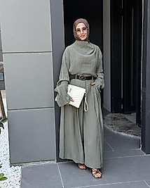 Kemerli etek pantolon/mint
