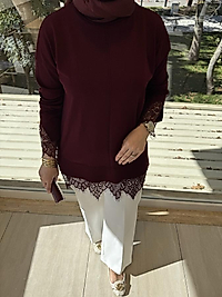 Dantelli soğuk merserize/bordo