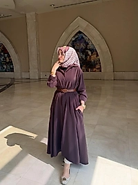 Tensel gömlek elbise/mürdüm