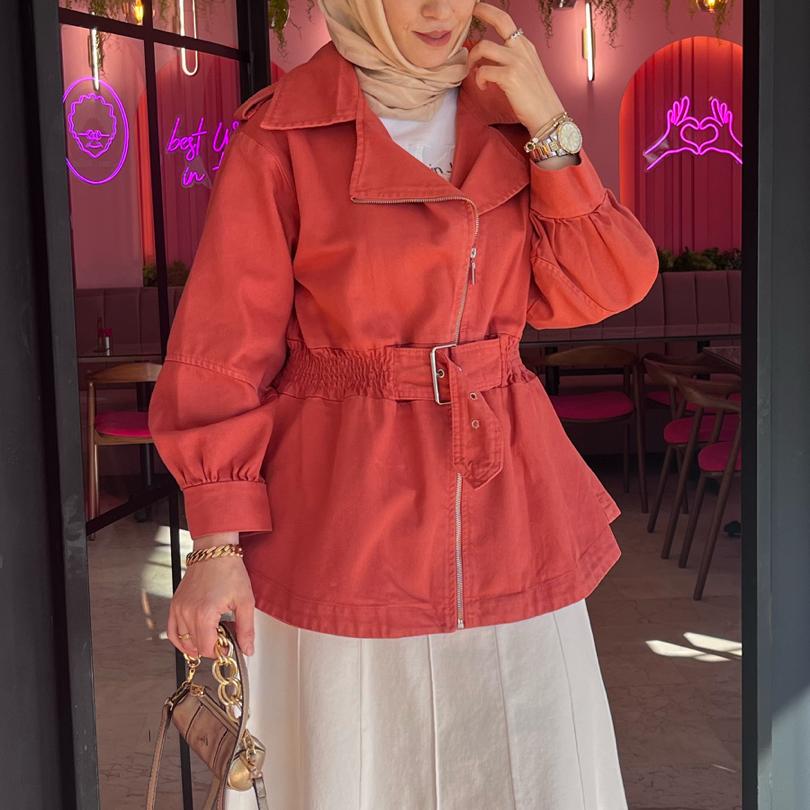 Rose Denim ceket (kiremit)