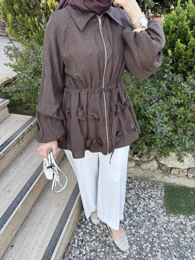 Tensel tül trenç/kahverengi