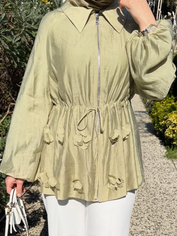 Tensel tül trenç/yağyeşili