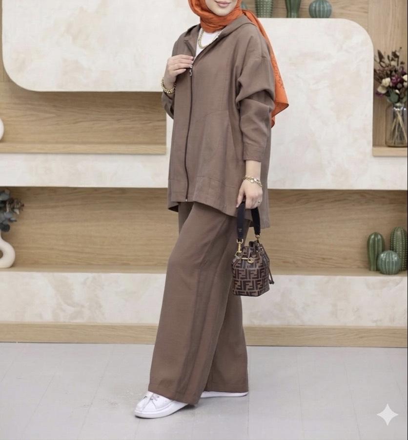 Kanguru model Lyocell takım/kahverengi