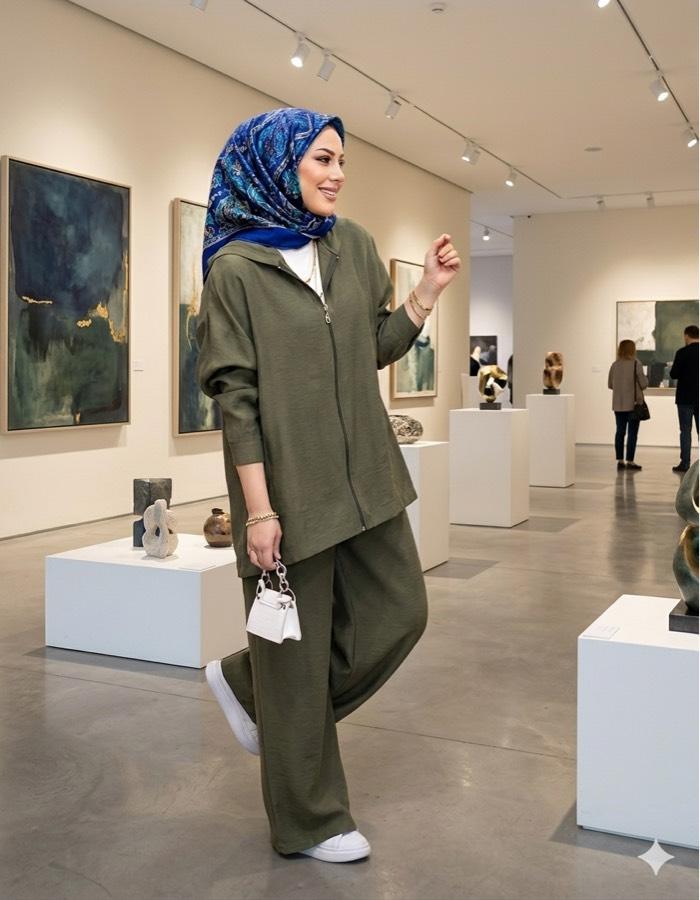 Kanguru model Lyocell takım/haki
