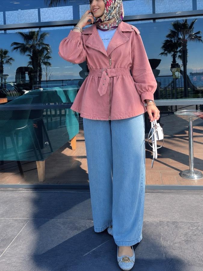 Denim roze ceket/pembe